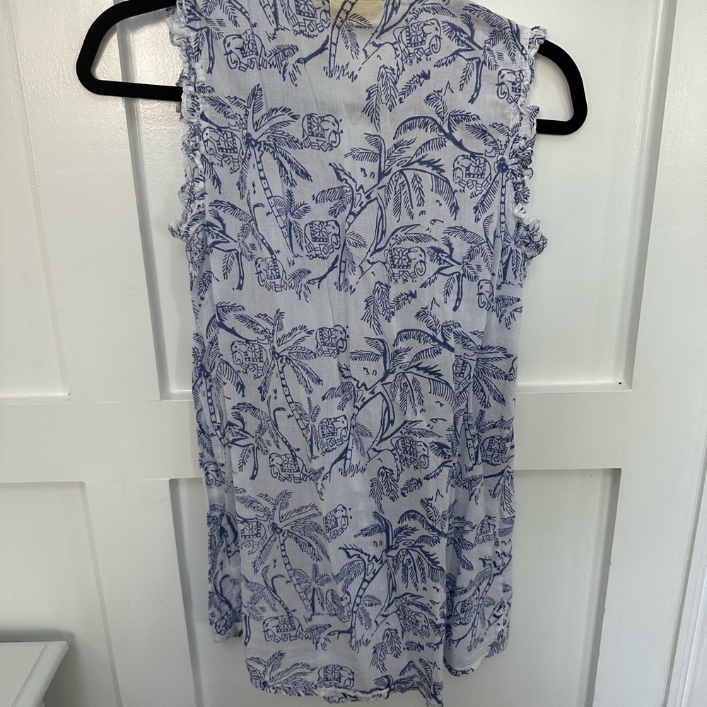 Roberta Roller Rabbit Blue and White Patterned Top - Picture 3 of 7